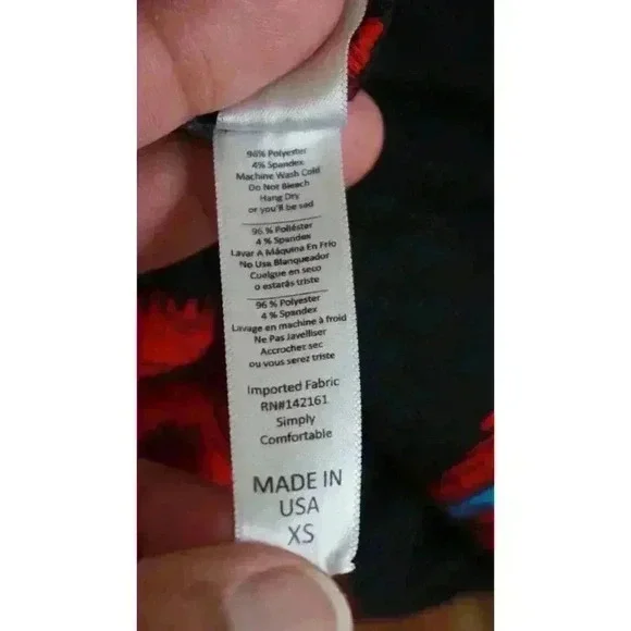 LuLaRoe Carly Dress - Black with Red and Blue Print - Size XS - Picture 12 of 12